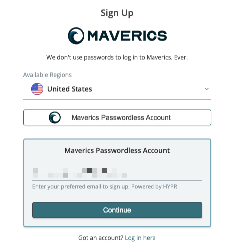 Maverics Passwordless Account