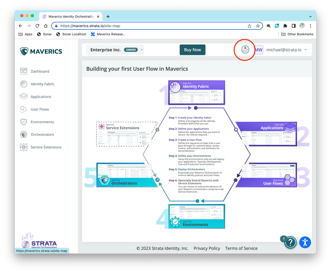 Carte de l’application Maverics