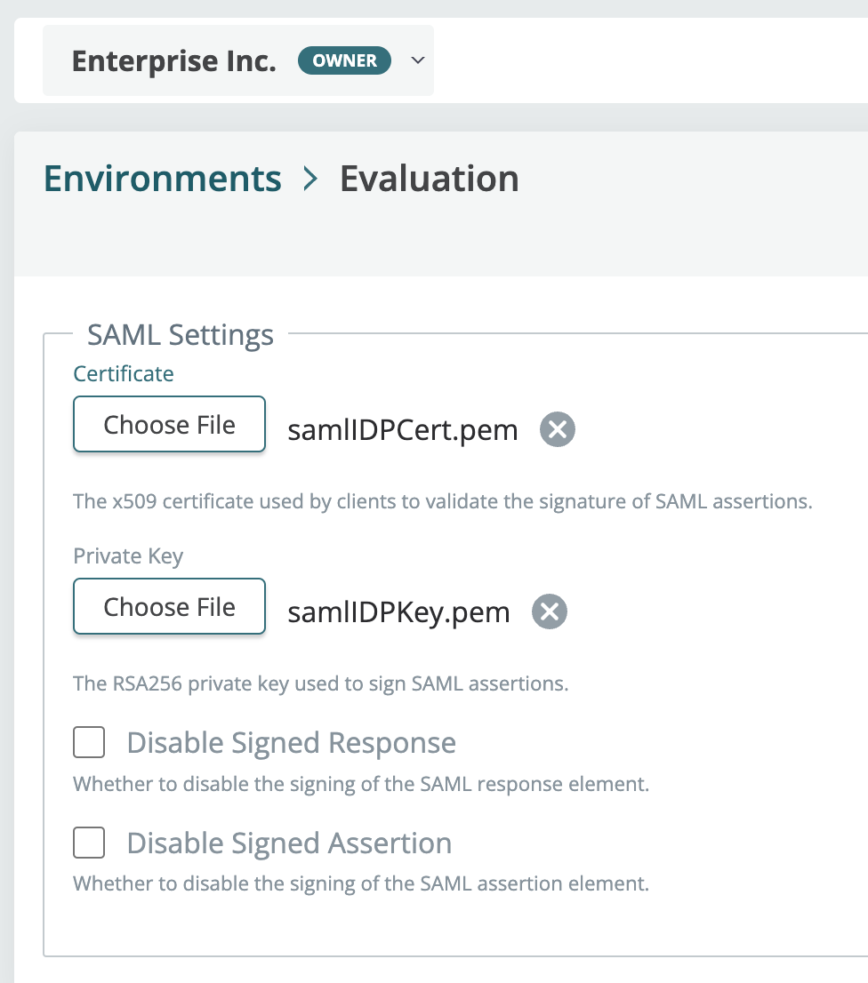 Paramètres de chiffrement du fournisseur SAML