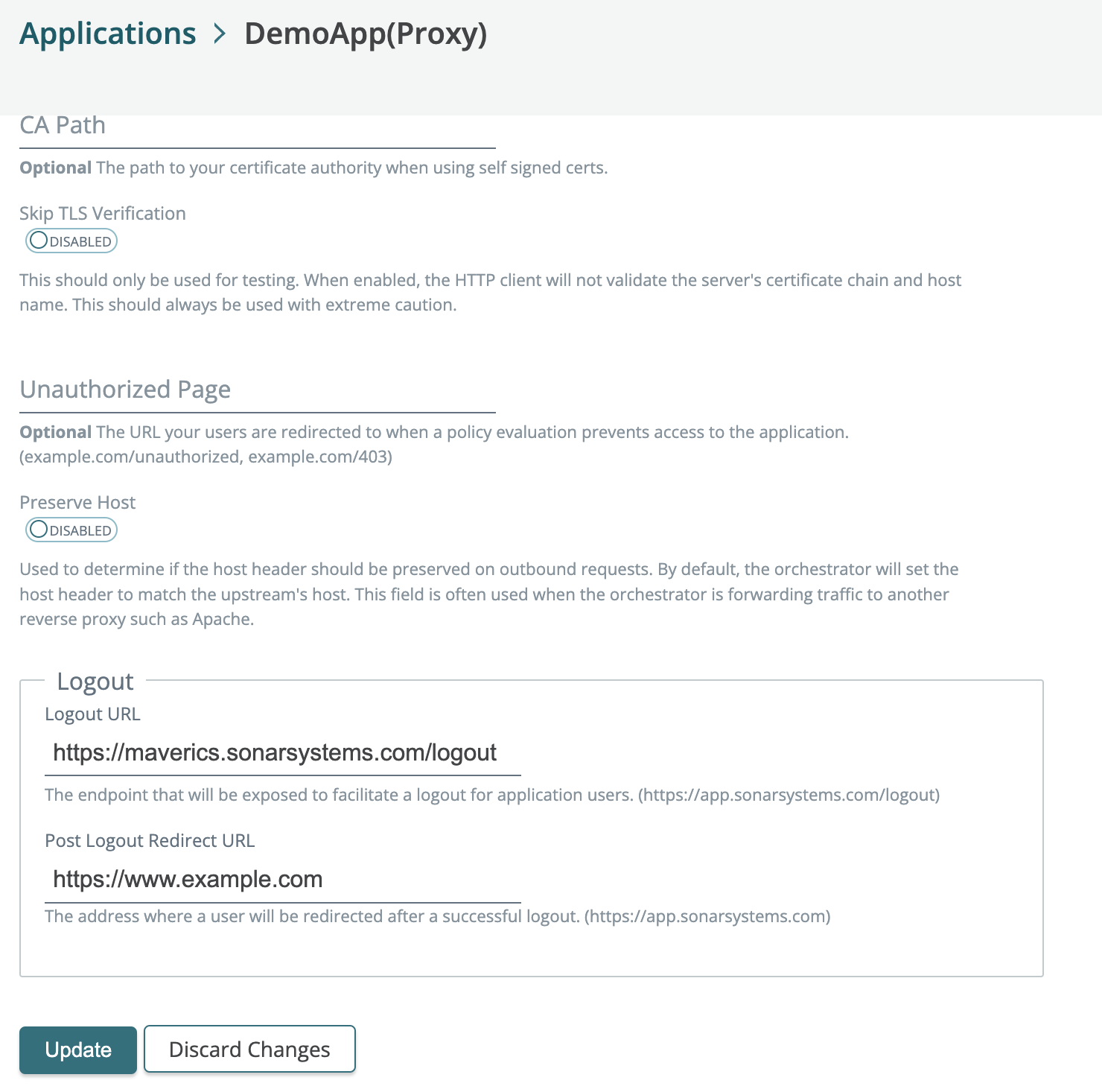 Déconnexion de l’application proxy