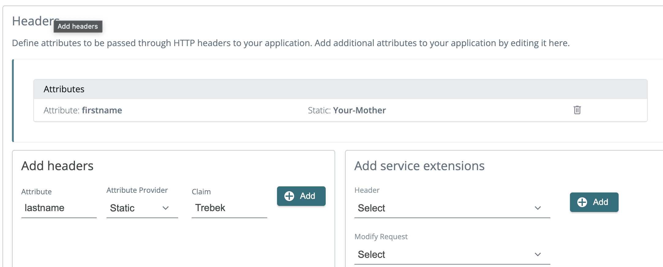 En-têtes statiques d’applications proxy