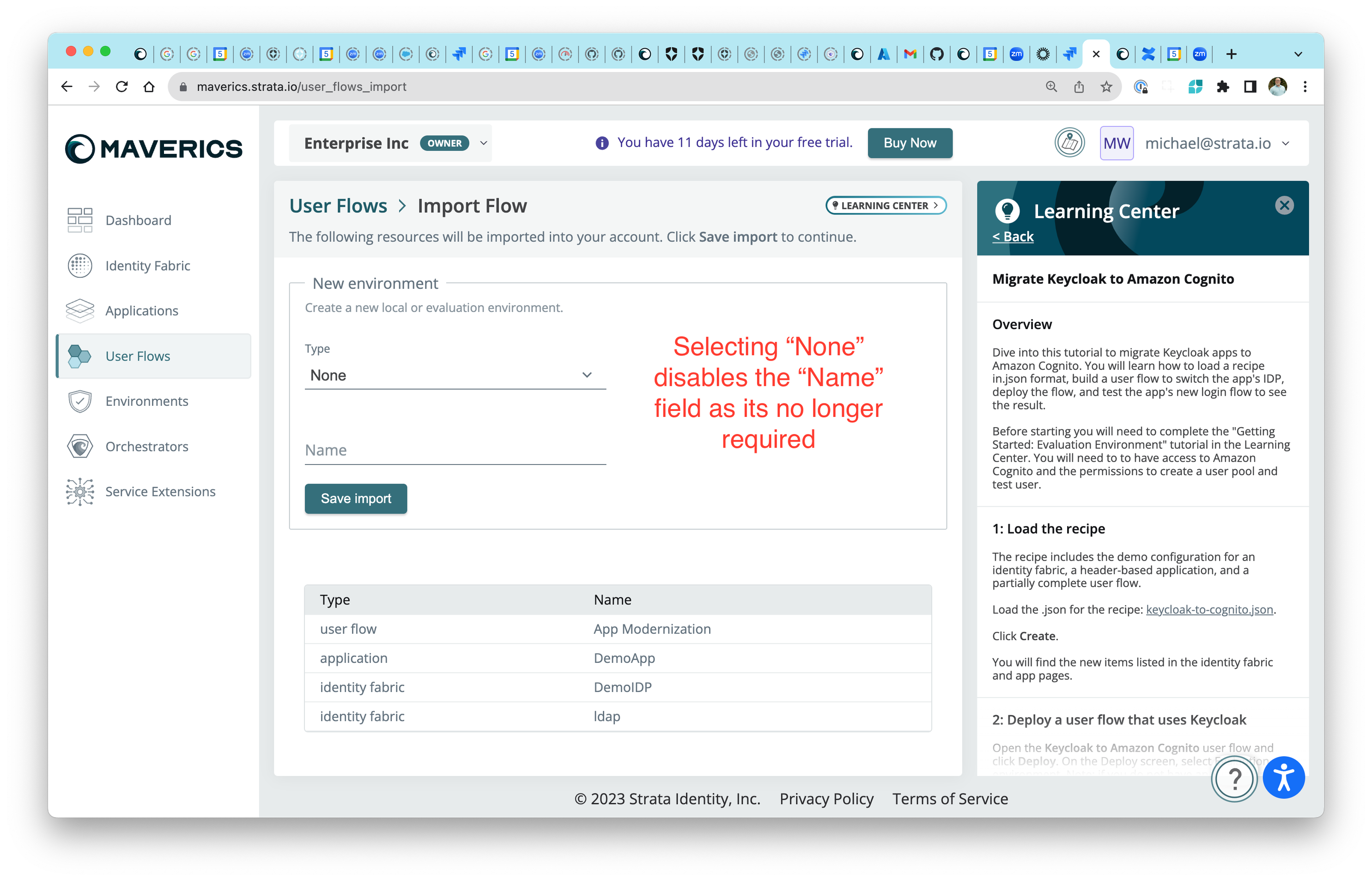 Importer la configuration